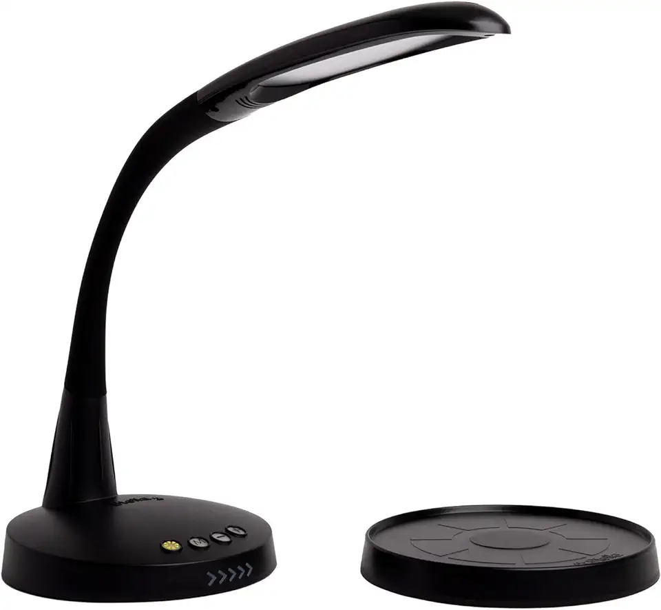 Stella GO 12W Portable Task Lamp, Dimmable, Custom Color Temperature, Adjustable, and Remote Controlled Modern Standing Lamp for Living Room, Bedroom, and Office Lighting (Black)