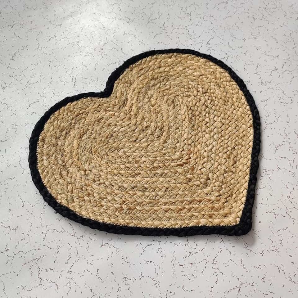 Collection Heart Rug - 7x7 Ft Heart Pattern Jute Rug for Living Room, Heart Shape Welcome Rug Door Mats, Bohemian Entryways Rugs in Heart Shape, Large Dining Room Rug
