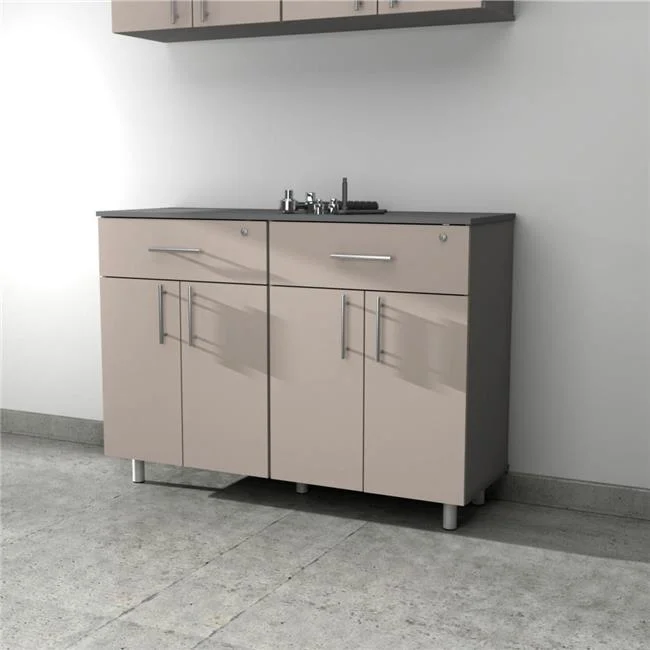 Inval America Maestrik Engineered Wood Double Storage Garage Cabinet in Taupe