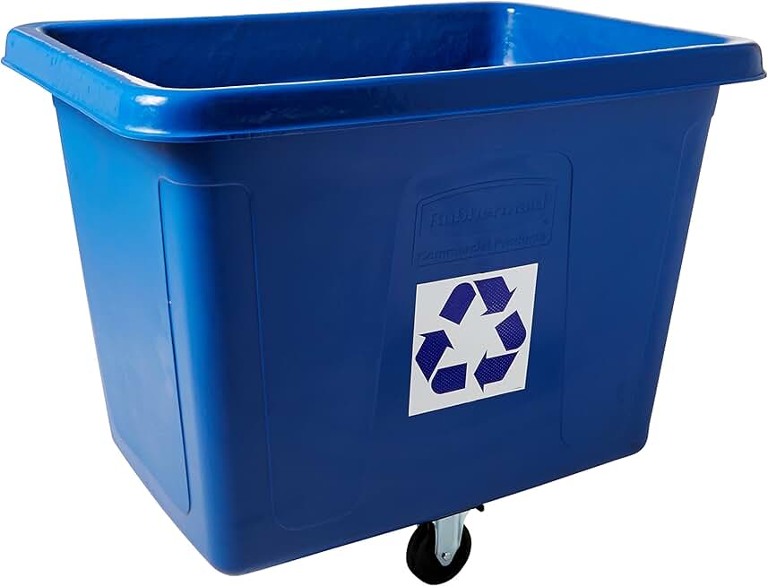 Commercial Recycling Cube Truck, Rectangular, Polyethylene, 500-Pound Capacity, Blue (461673BE)