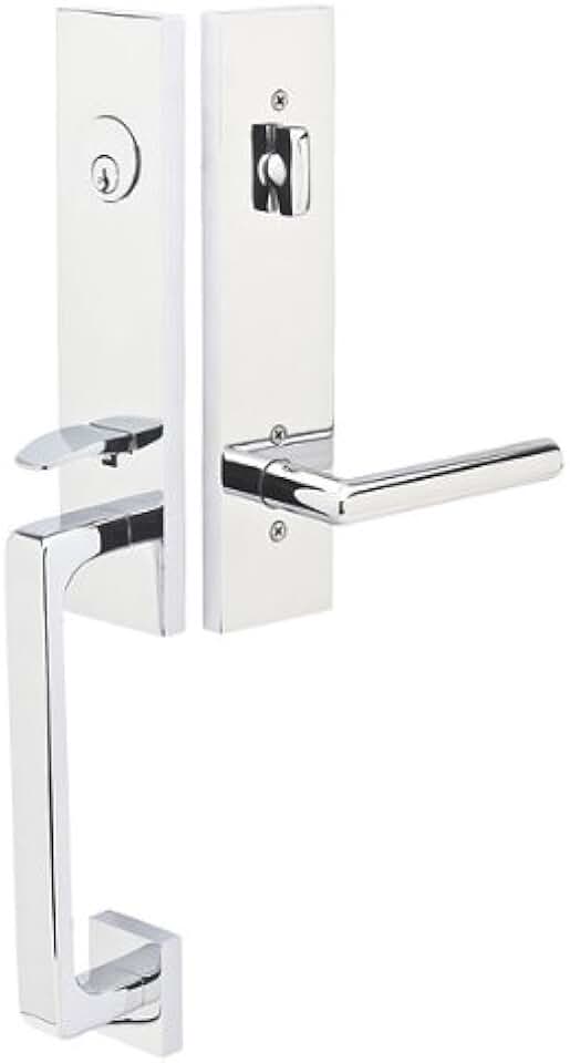 EMTEK Davos Brass Tubular Entryset with Helios Lever - Choice of Left or Right Handing - Available in 7 Finishes - 4818HLOLHUS15 - Left Handed (LH) - Satin Nickel (US15)