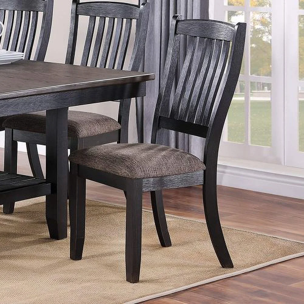JDZDESIGN Dark Coffee Classic Wood Kitchen Dining Room  Side Chairs Fabric upholstered Seat Unique Design Back