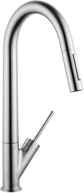 AXOR Starck Stainless Steel High Arc Kitchen Faucet, Kitchen Faucets with Pull Down Sprayer, Faucet for Kitchen Sink, Magnetic Docking Spray Head, Stainless Steel Optic 10821801