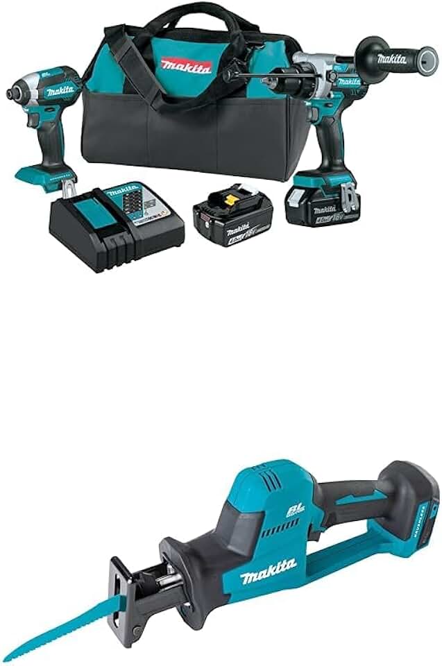 Makita XT291M 18V LXT® Lithium-Ion Brushless Cordless 2-Pc. Combo Kit (4.0Ah) with Makita XRJ08Z 18V LXT® Lithium-Ion Brushless Cordless Compact One-Handed Recipro Saw, Tool Only