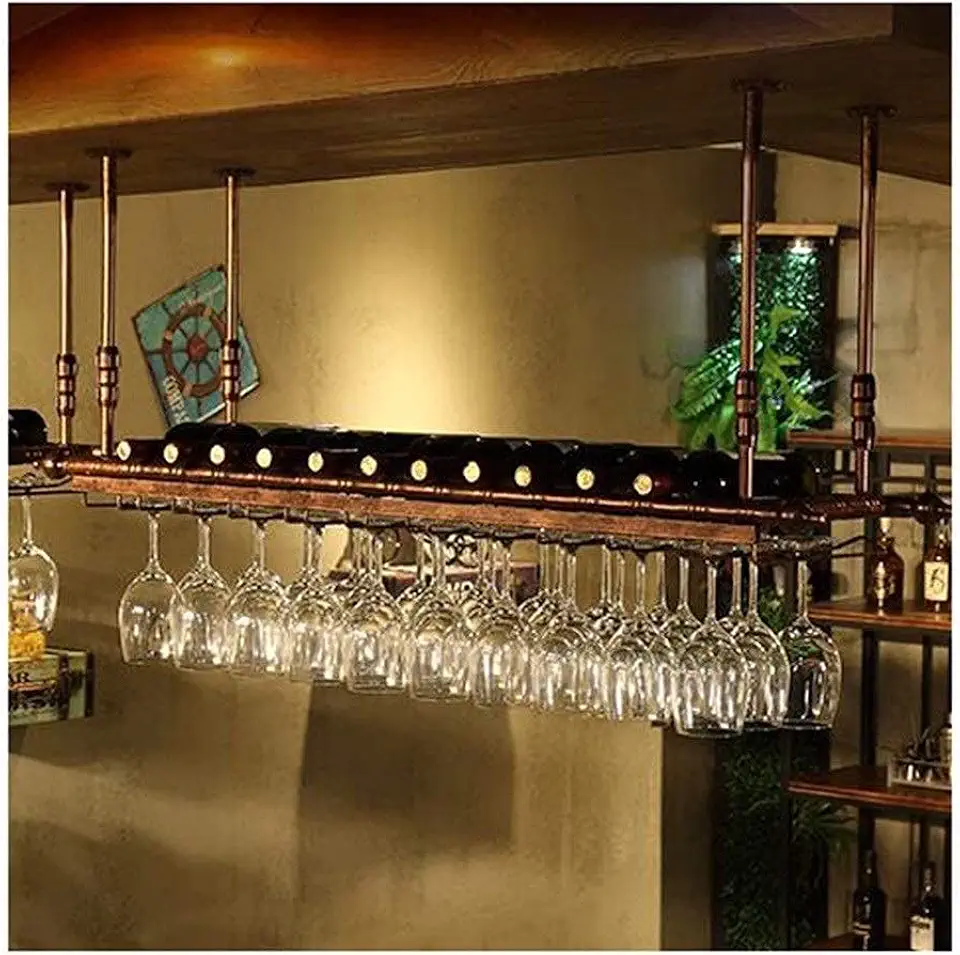 Champagne Glass Holder, Glassware Holder, Rack,Upside Down Wine Glass Holder,Shelf Wine Glass Holder, Wine Glass Holder (Color : Brown, Size : 60cm30)