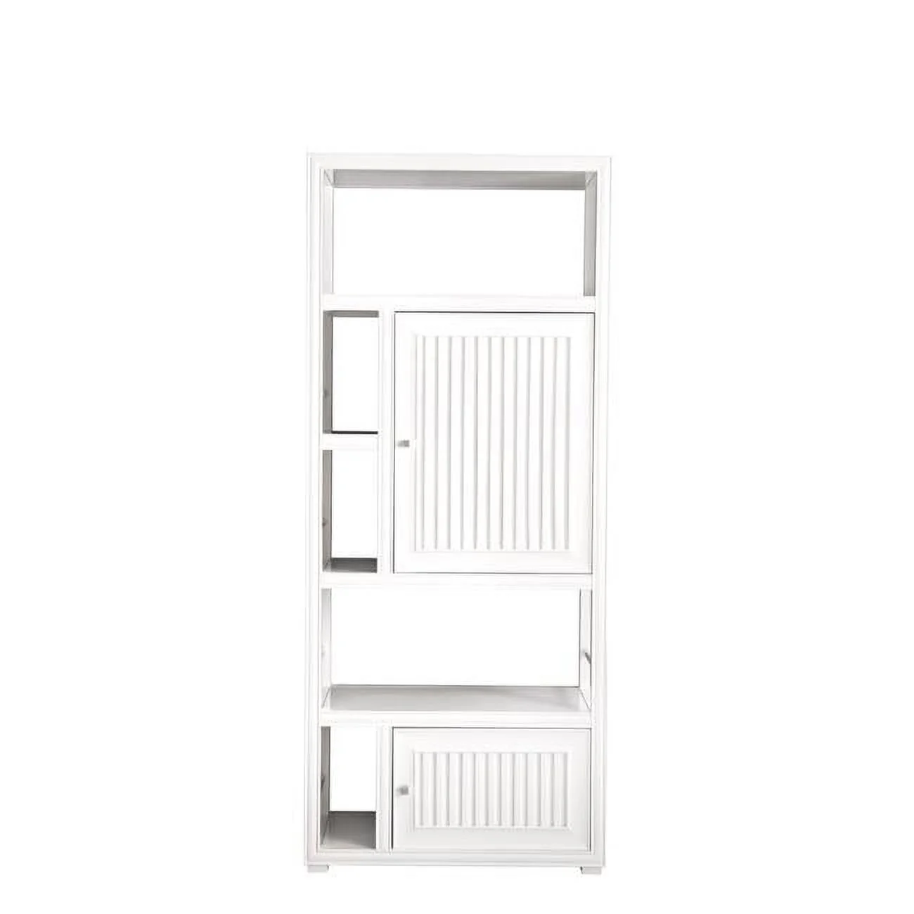 James Martin Furniture  30 in. Athens Bookcase Linen Cabinet with Double Sided, Glossy White