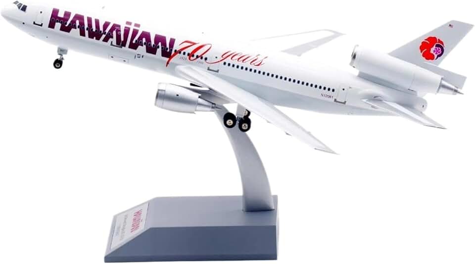 diecast Plane Model Alloy 1:200 Scale Model Aircraft for Hawaiian Airlines Mcdonnell Douglas DC-10-30 Jet Aircraft Model N12061 Fighter Model