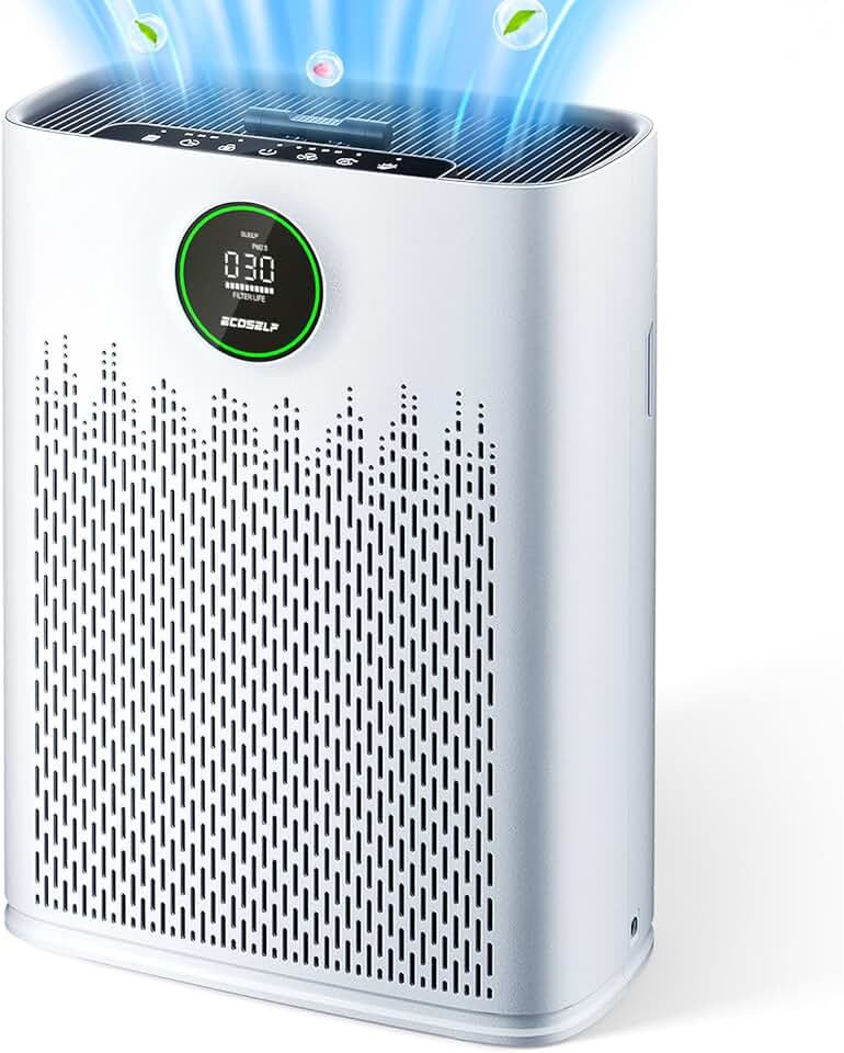 Air Purifiers for Home Large Room, with Smart Mode, PM2.5 Air Quality Display, 22dB Sleep Mode, Aromatherapy, Cover Up to 1295 Ft² with 2X-Purification & 360°Air Outlet, HAP603, White Cream