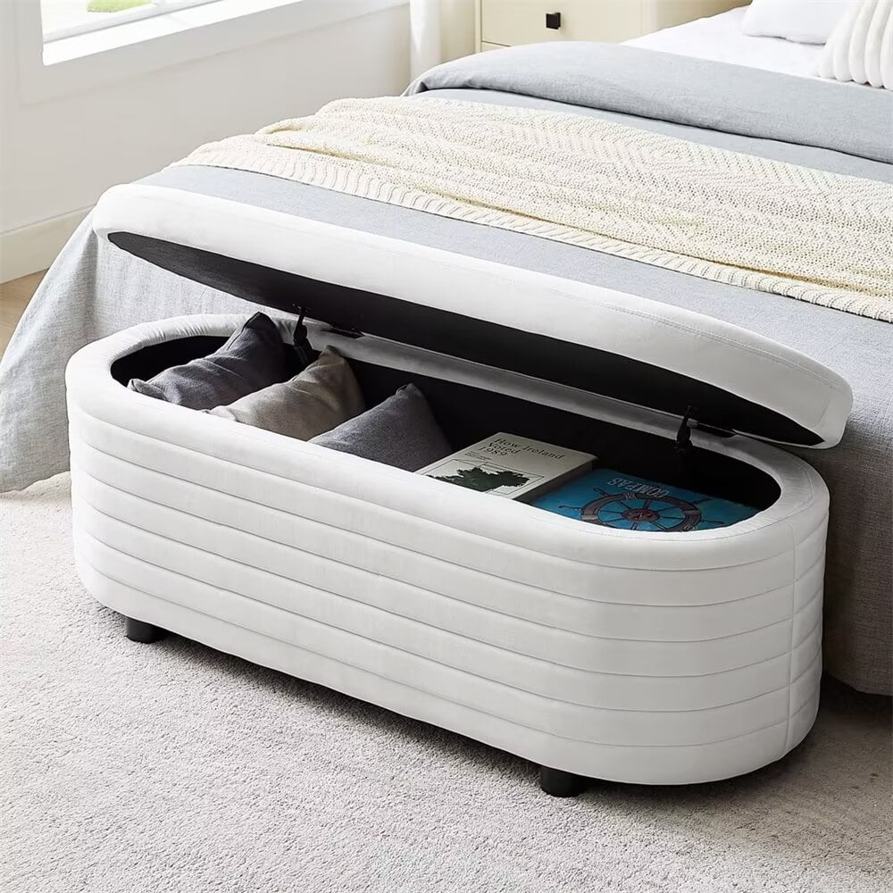 Oval Storage Ottoman Bench, 49.5