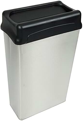 Witt Industries Rectangular Modern Waste Basket Wastebasket, 22 Gallon, Stainless Steel Finish