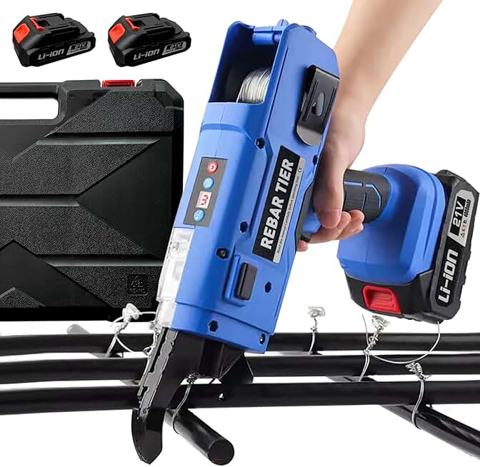 Rebar Tie Gun Pro, Automatic Rebar Tie Tool 0.3’’ to 1.33’’, Rebar Tier Tying Machine with 2 Rechargeable Batteries 21V, 360′ Tie Wire, 1.5h Fast Charge, 0.8S per Knot