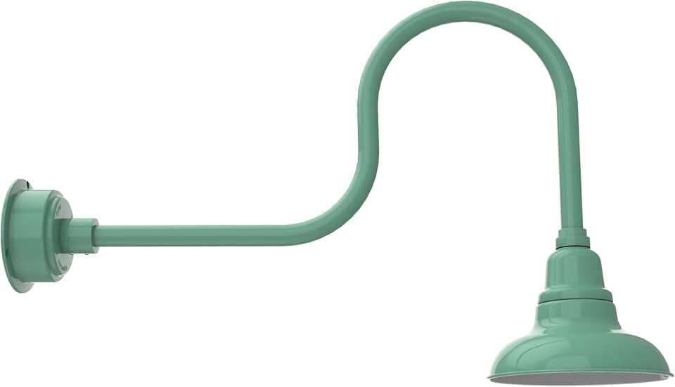 Cocoweb 8in. Jade Indoor Outdoor Gooseneck Barn Light Fixture with Industrial Arm - Vintage Farmhouse Wall Sconce