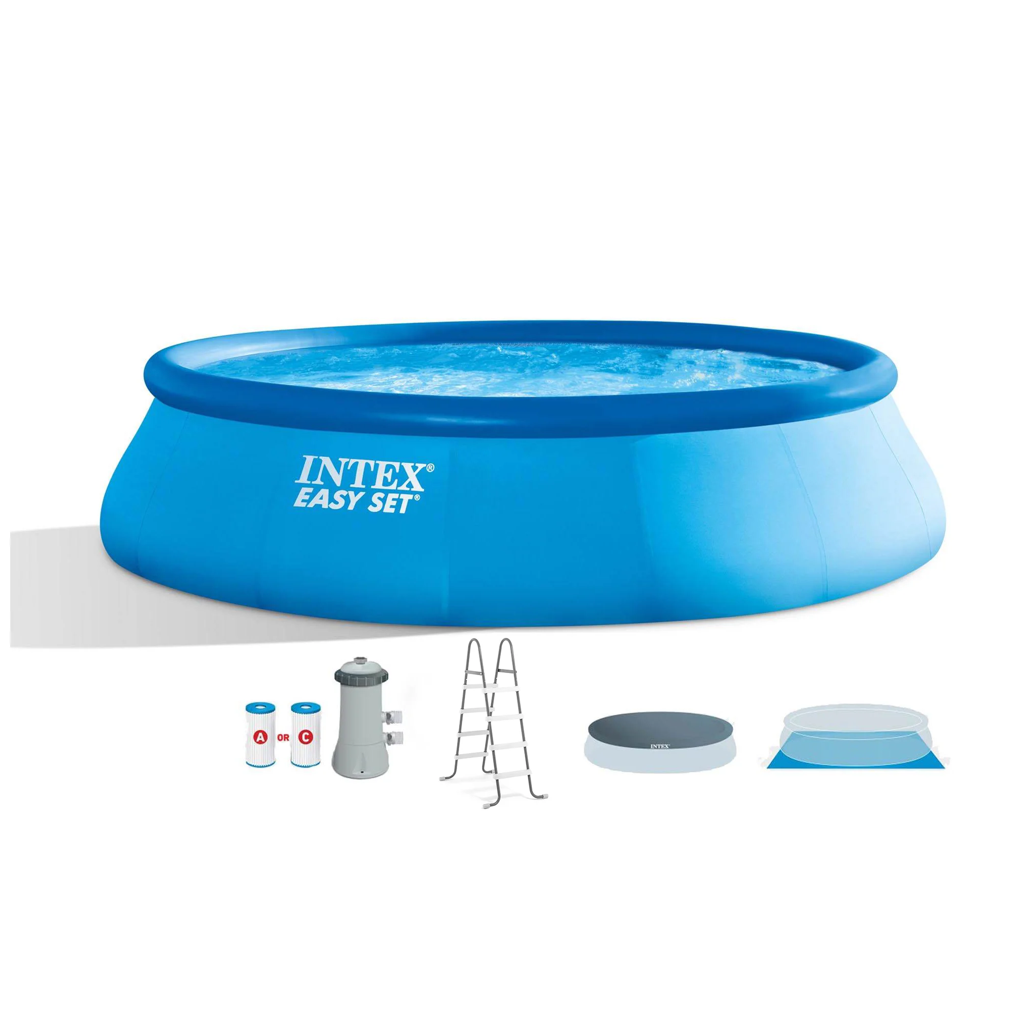 INTEX Easy Set 15ft x 42in Inflatable Above Ground Swimming Pool w/ Pump