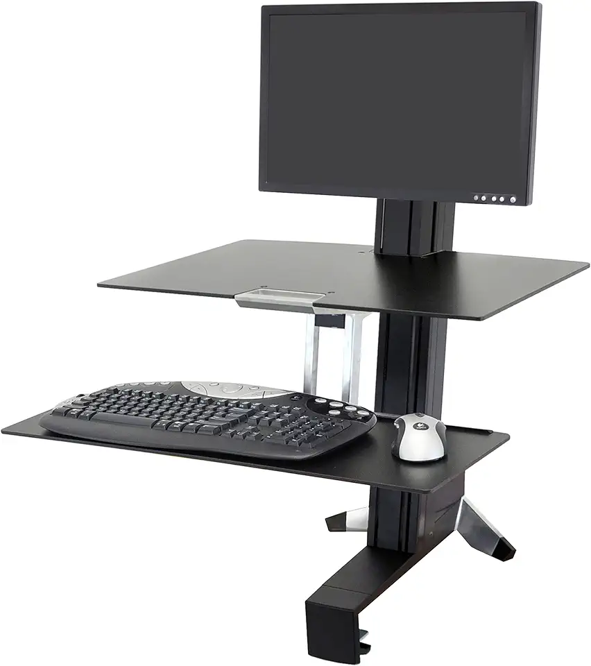 Ergotron – WorkFit-S LD Single Monitor Standing Desk Converter, Sit-Stand Workstation for Tabletops – 6 to 16 lbs, Black