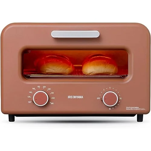 Iris Oyama Toaster Oven 4-Sheet Steam Temperature Control Timer Far-Infrared Carbon Heater SOT-401-T Terra Cotta