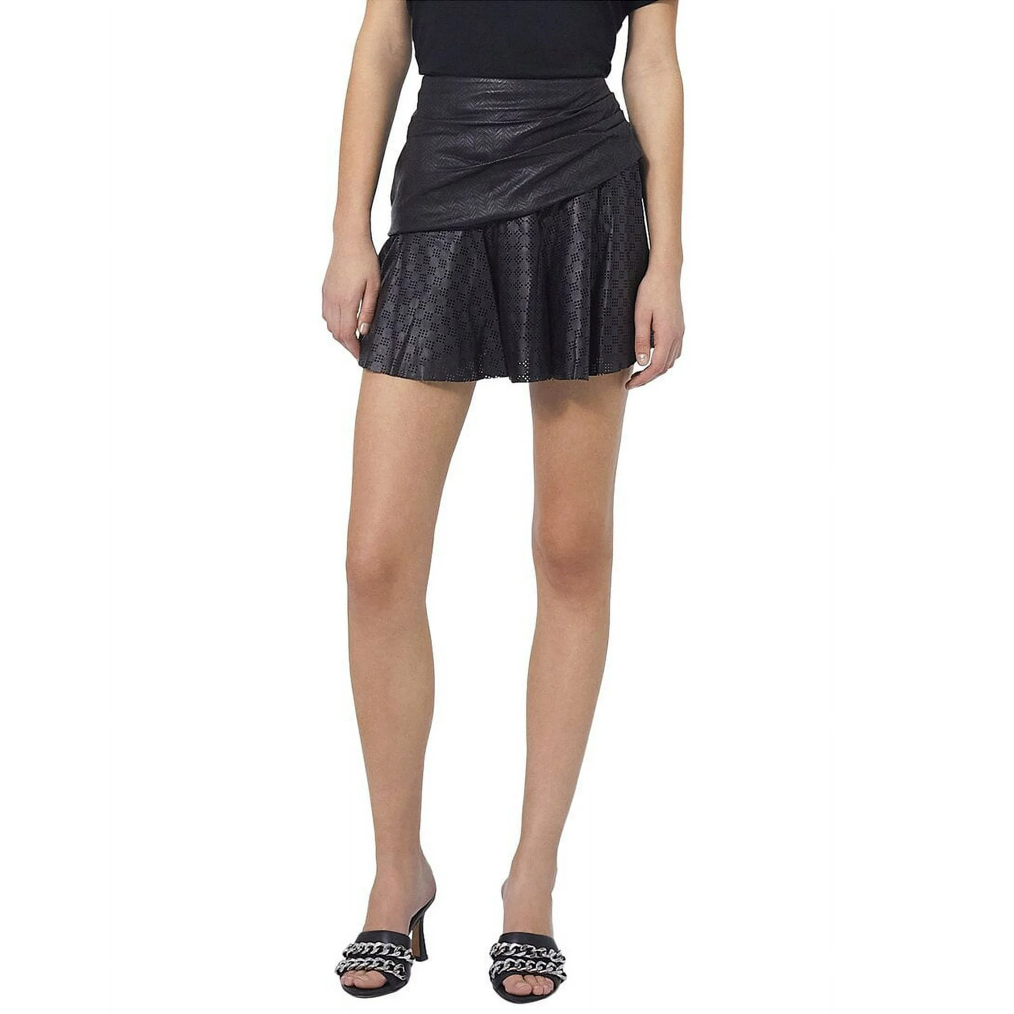 IRO womens  Tanam Leather Mini Skirt, 36, Black