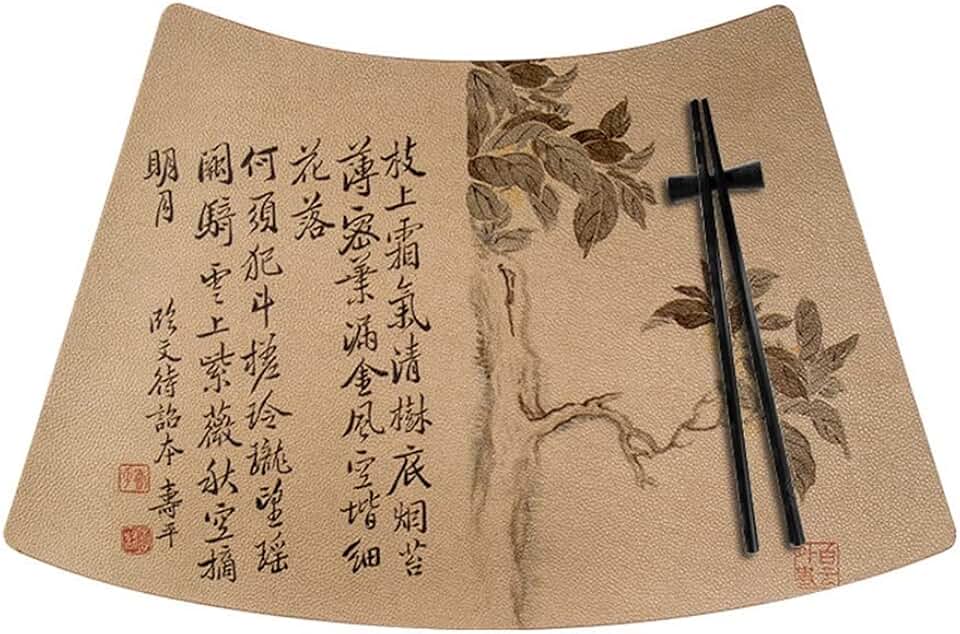 10 Pcs Placemat Restaurant Table Mat Chinese-Style Tableware Pad Heat Insulation Soft Resistant Scalloped Washable(Gray)