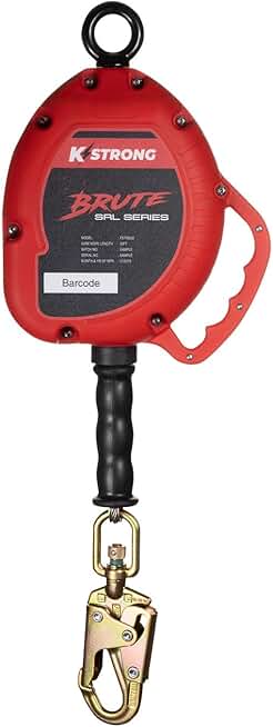 Brute SRL Self-Retracting Lifeline Galvanized Steel Cable with Swivel Snap Hook, Installation Carabiner and Tag Line, 30-Ft, ANSI Compliant