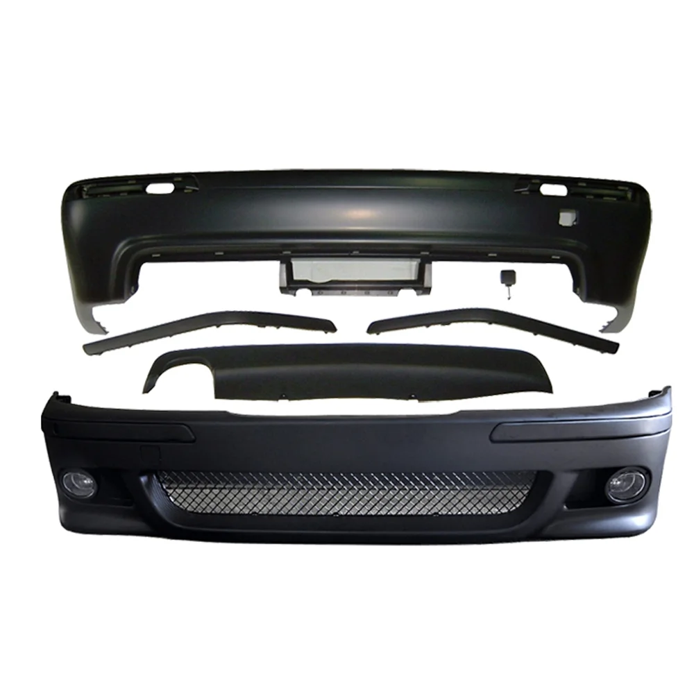 Ikon Motorsports Compatible with 97-03 BMW E39 5-Series M5 Style Front Bumper W/ Fog Cover & Rear Bumper PP