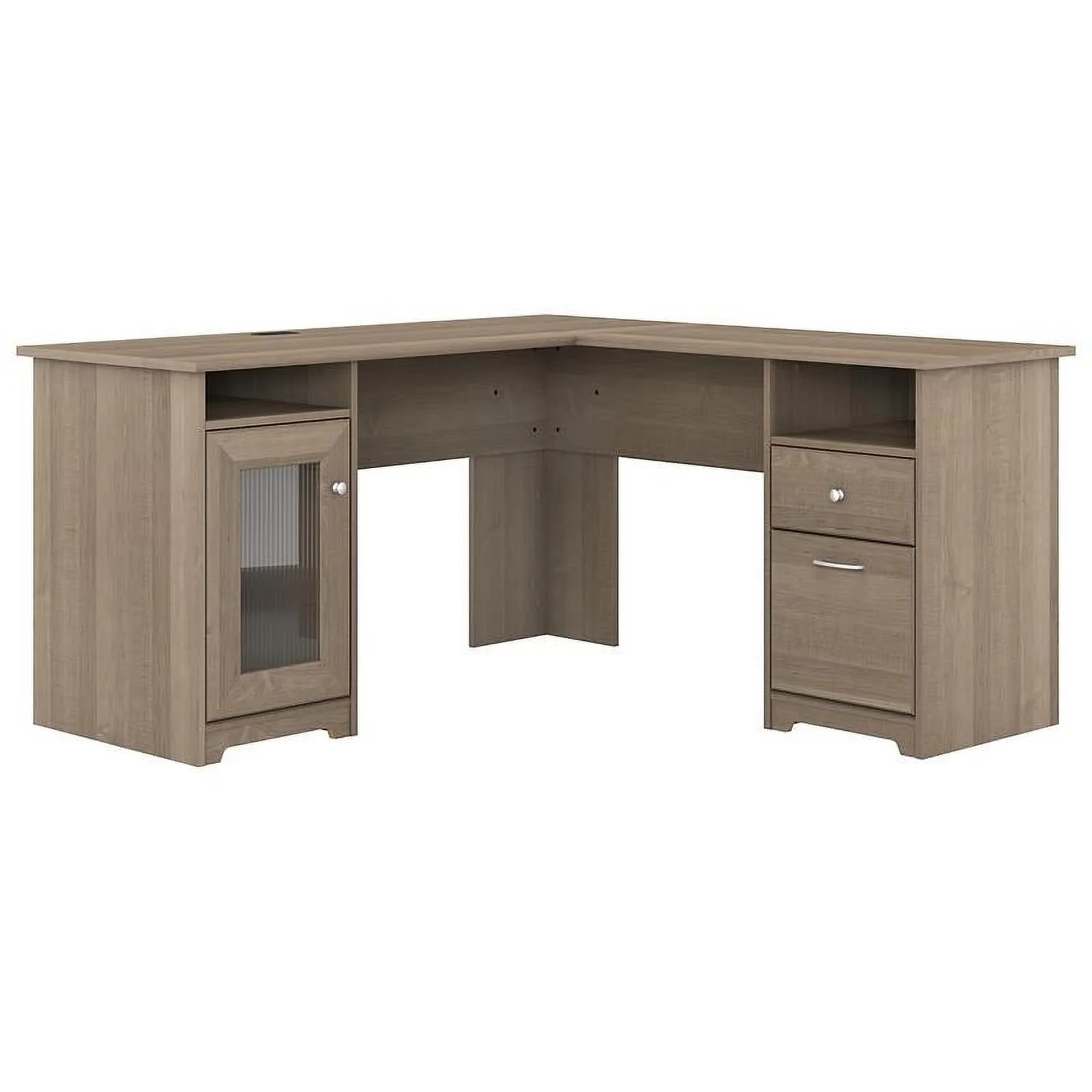 Pemberly Row Furniture 60W L Shaped Computer Desk in Ash Gray