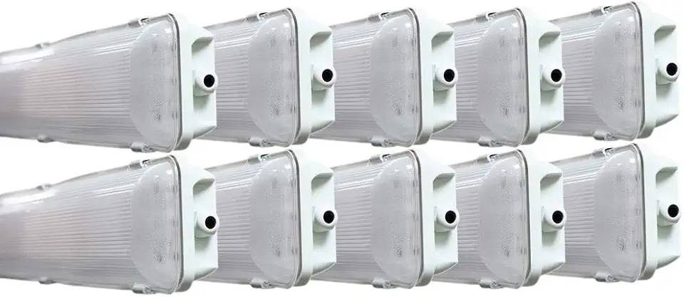 2 FT 6500K 36W LED Vapor Tight Lights | Commercial Indoor/Outdoor Hardwired IP65 Waterproof Fixtures | 3600 Lumens | Detachable LED Strips (10-Pack)