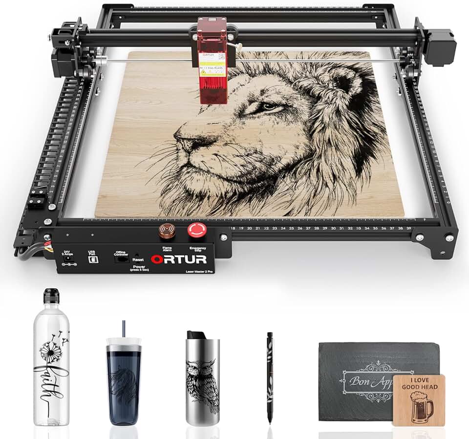 ORTUR 24V Laser Engraver 2 Pro-S2-SF, Laser Cutter 5500mW Output Power Laser Machine Eye Protection, Laser Master with 400X400mm, Laser Class 1