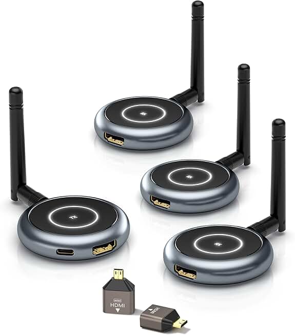 AIMIBO Wireless HDMI Transmitter & 3 Receivers, Multiple TVs/Screen, 5G HDMI Wireless Extender, 1080P@60Hz, 165FT/50M, App Screen Monitoring for Laptop, Camera, TV Box to TV, Projector,Phone (1TX+3RX)