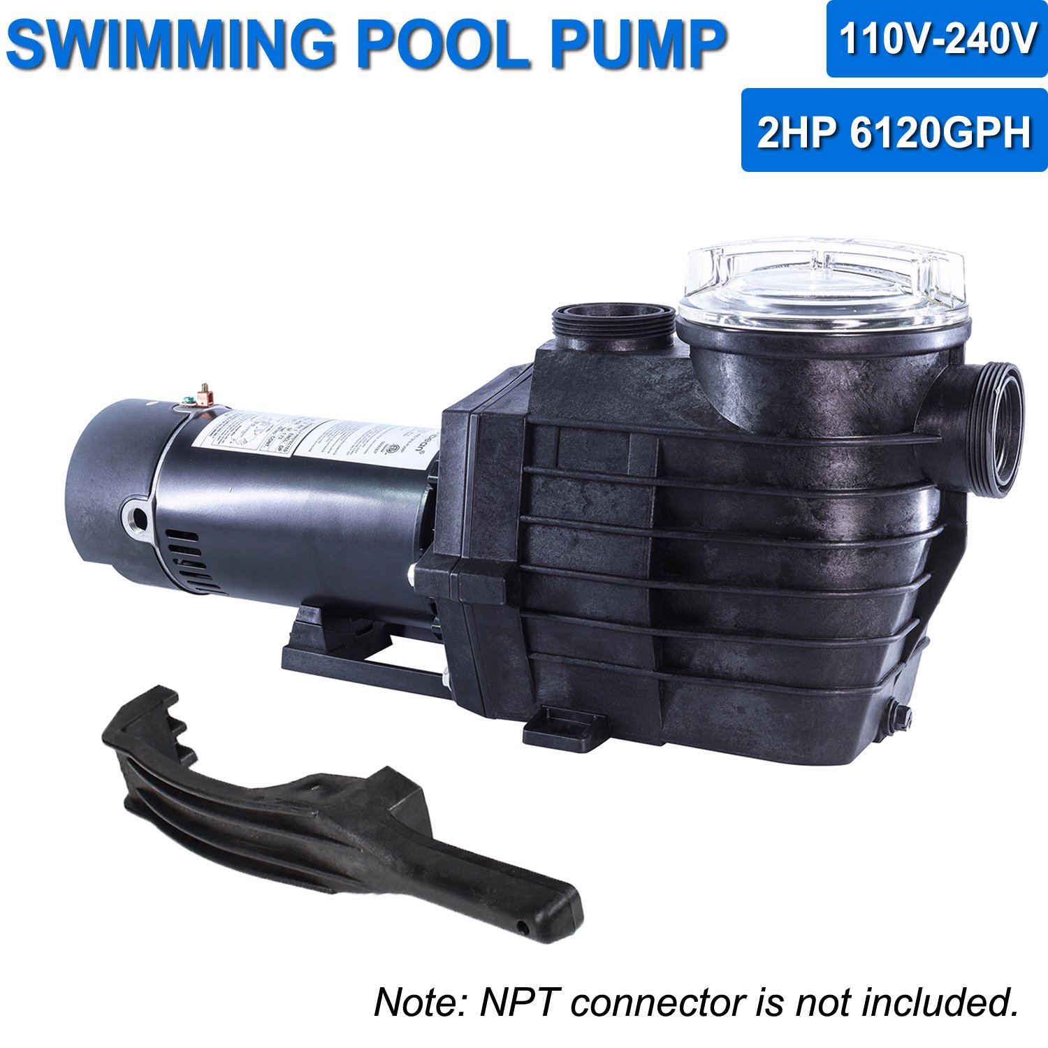 iMeshbean 2HP Inground Pool Pump,115-230V Dual Voltge Hard Wired Swimming Pool Pump,6500GPH High Flow Rate Powerful Self-Priming Pool Pump with Strainer Basket for Inground Above Ground Pools