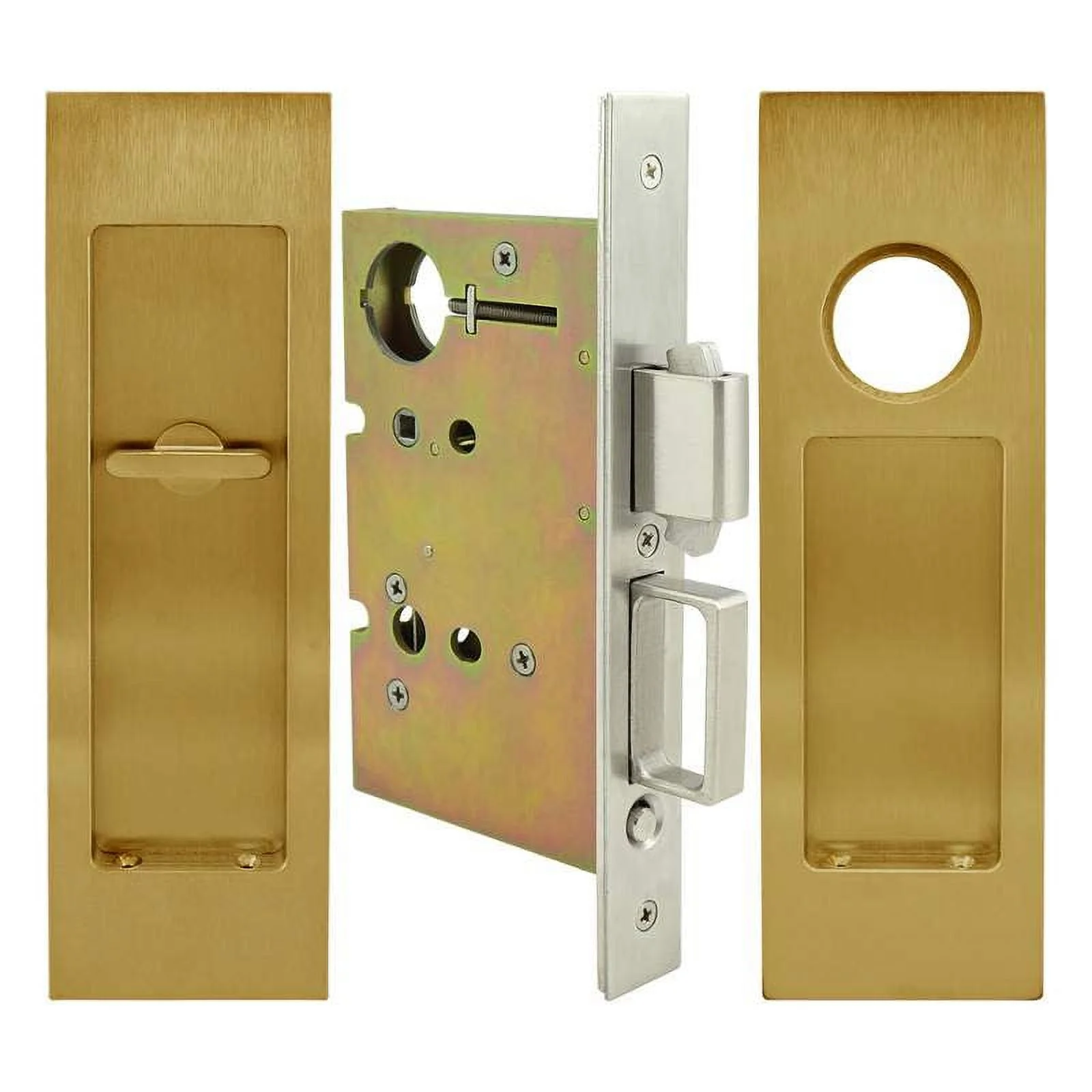 Inox Fh27pd8450-212 Fh27 Series Keyed Entry Mortise Pocket Door Lock - Brass