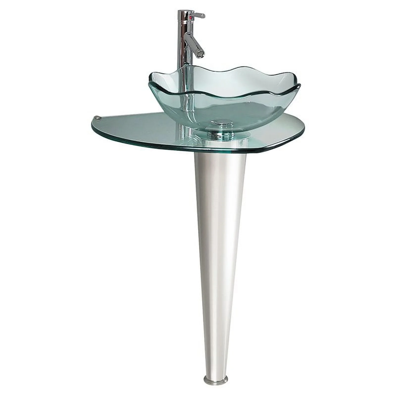 Pemberly Row Modern / Contemporary Tempered Glass Bathroom Pedestal