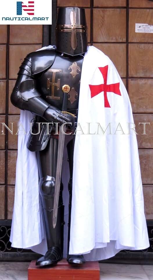 NauticalMart Medieval Templar Full Suit of Armor Dark Knight Costume - LARP