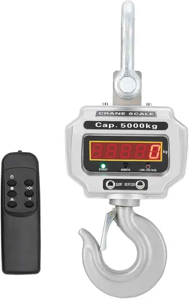 Industrial Heavy Duty Crane Scale, 11000lbs/5T Crane Scale with LED Screen&Remote Control, High Precision for Construction, Factory, Farms, Cast Aluminum Case, Rechargeable