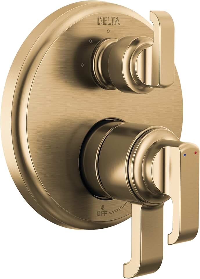 Delta Faucet Tetra 17 Series Gold 3-Setting Integrated Diverter Valve Trim Kit, Gold Diverter Valve Trim Kit, Shower Trim Kit, Lumicoat Champagne Bronze T27889-CZ-PR (Valve Not Included)