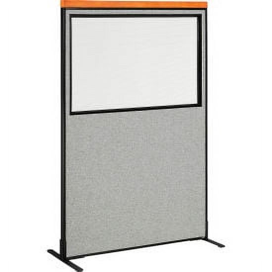 Interion Deluxe Freestanding Office Partition Panel w/Partial Window 48-1/4