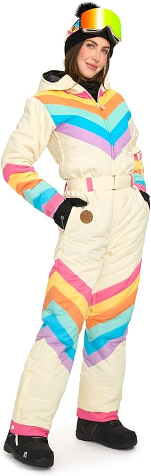Tipsy Elves Snow Suits for Women - Retro Cute Women’s Insulated Ski Suit - Warm Waterproof Winter One Piece Outfit
