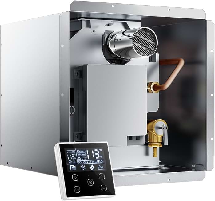 65,000 BTU RV Tankless Water Heater, High Altitude Available, 12V, CSA Certificated, with Thermostatic Chamber and Multi-function Controller, On Demand Instant Hot Water Heater