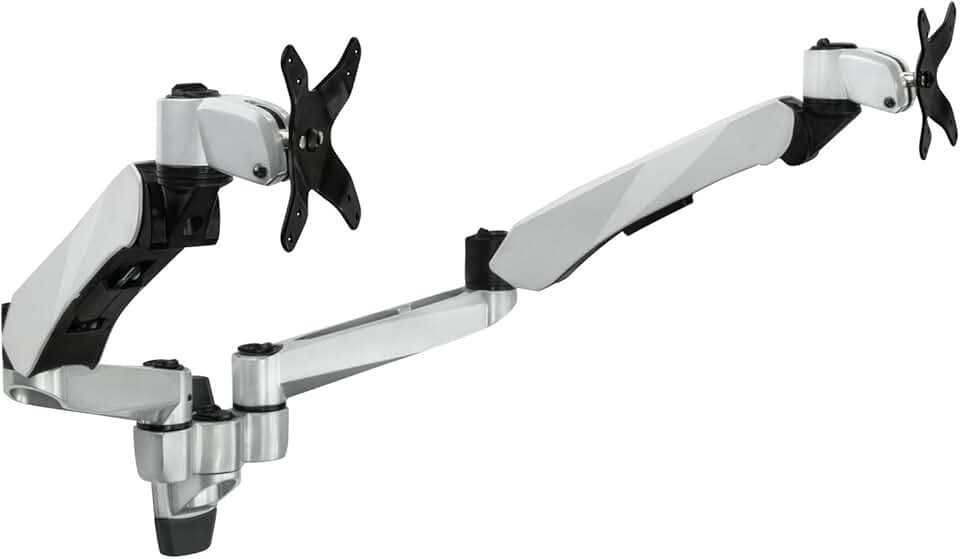 Mount-It! Dual Monitor Wall Mount with Articulating Gas-Spring Arms, VESA 75x75 mm and 100x100 mm, 19.8 lb weight capacity, Silver (MI-42114)