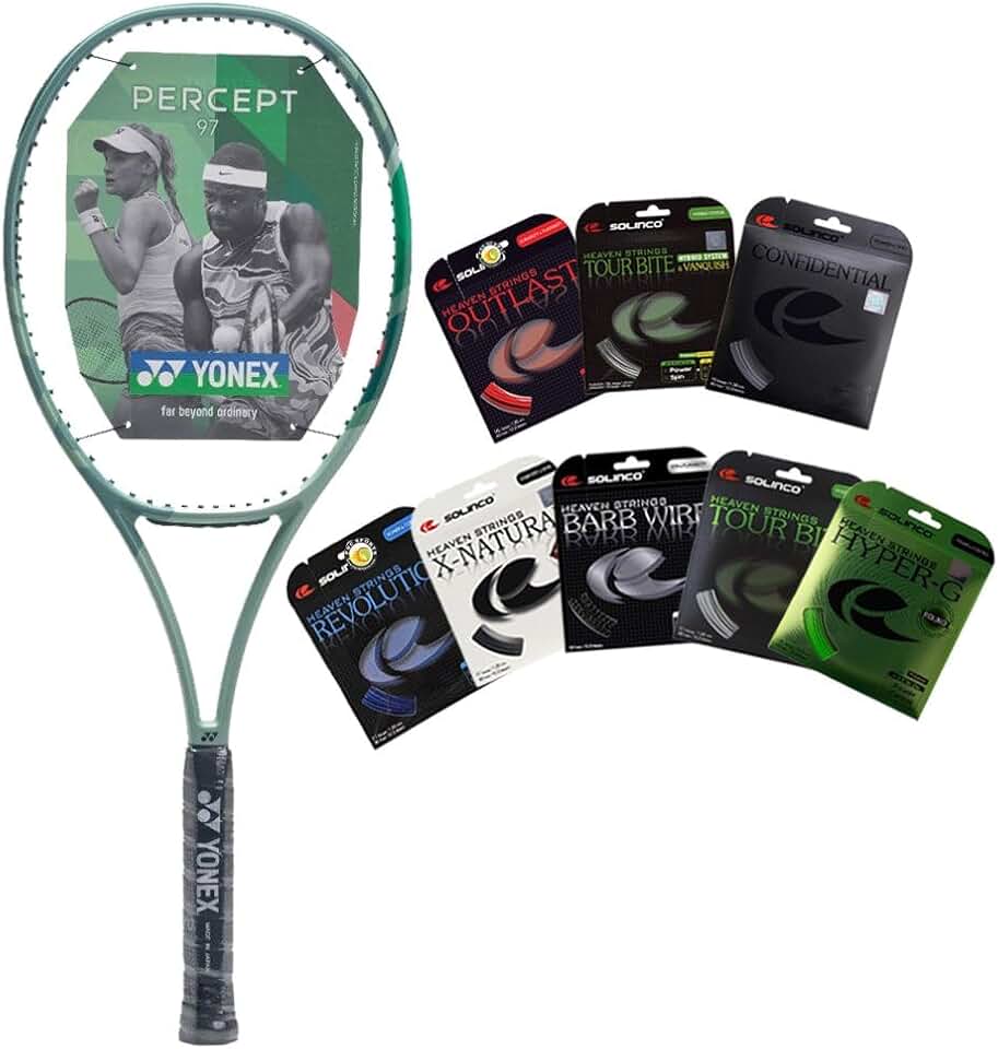 Percept 97 Olive Green Tennis Racquet, Flexible Racquet with Precision and Feel - Strung with Your Choice of SOLINCO String and Tension