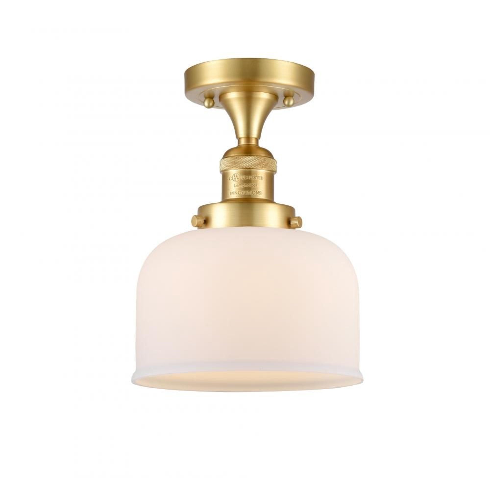 Innovations 517-1CH-SG-G71-L-LED X-Large Bell 1 Light Semi-Flush Mount part of the Franklin Restoration Collection, Satin Gold