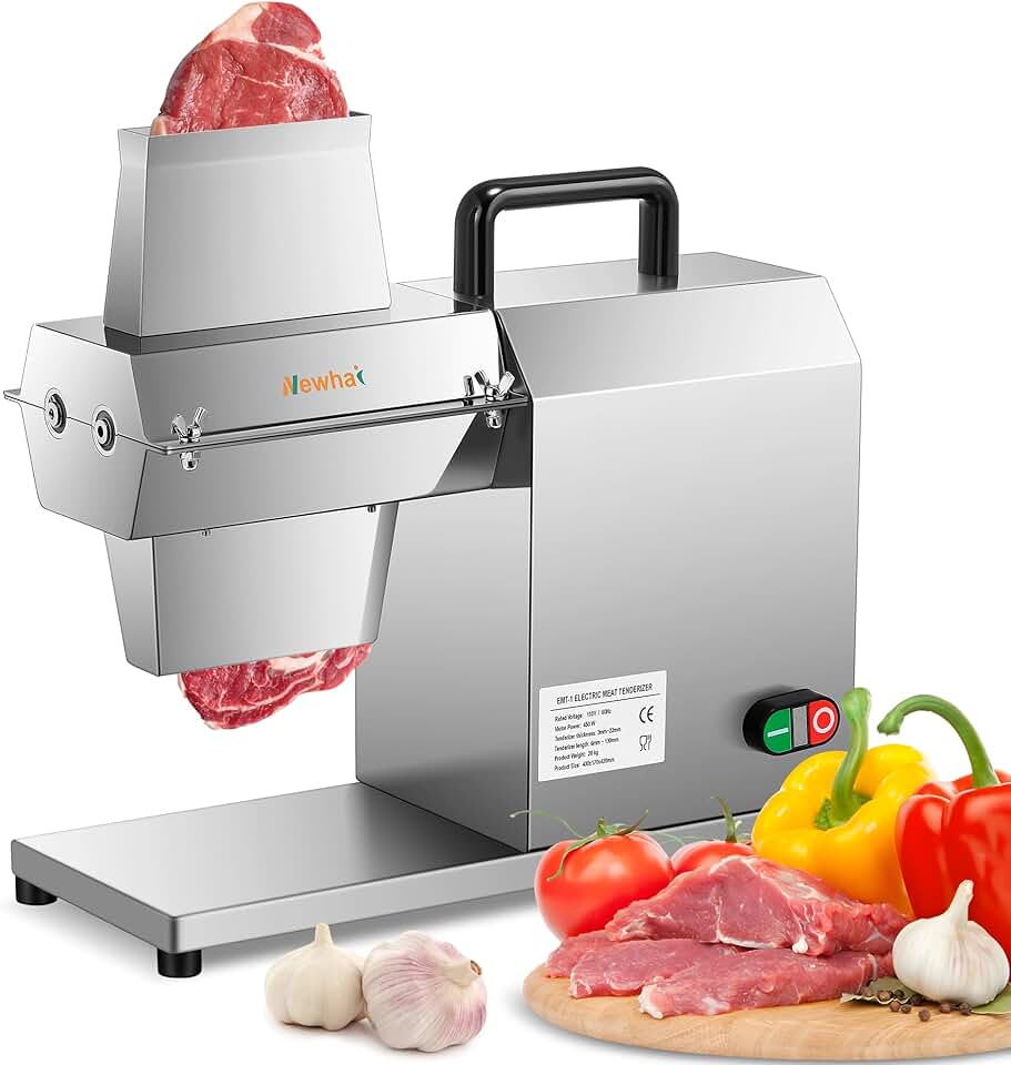 Newhai Commercial Meat Tenderizer Machine Electric Meat Flatten Tool Heavy Duty Tenderizer Tool Stainless Steel for Beef Steak Pork Chicken 110V