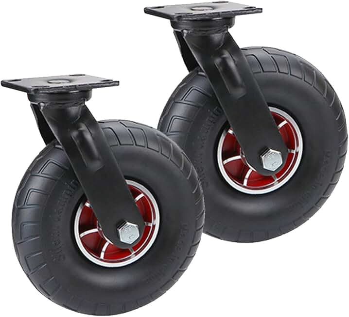 2pcs Replacement Caster, Black Heavy Duty Swivel Rubber Caster Wheels, Aluminum Alloy Wheel Core, Thick Solid Wheel, Bracket Thickness 8mm, Load 300kg Per Wheel, Silent Flatbed Cart Casters