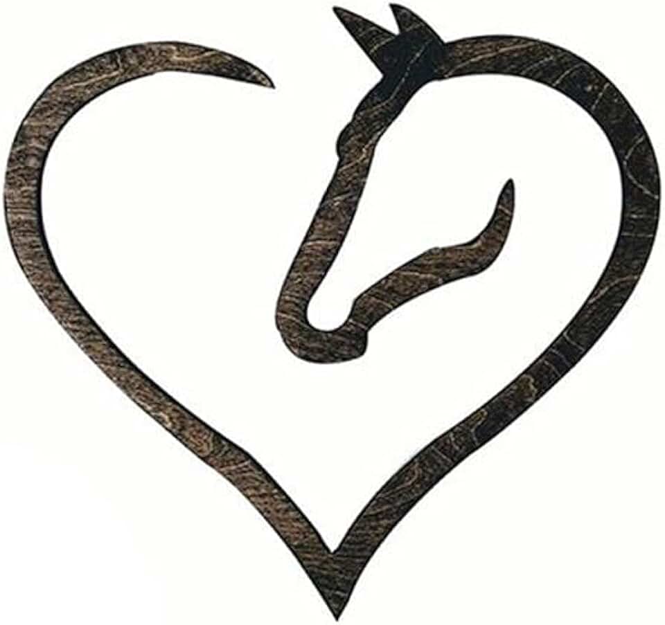 Wooden Horse Heart Sign Figurines Ornament Gift for Horse Lover Home Room Desktop Decoration Accessories
