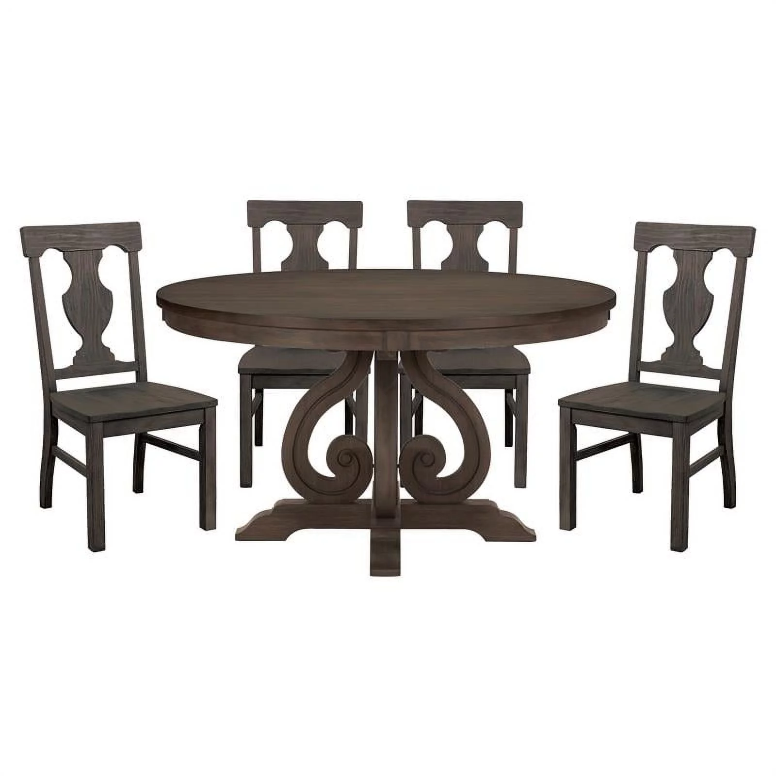 Pemberly Row 5-Piece Traditional Wood Dining Set in Wire Brushed Dark Pewter
