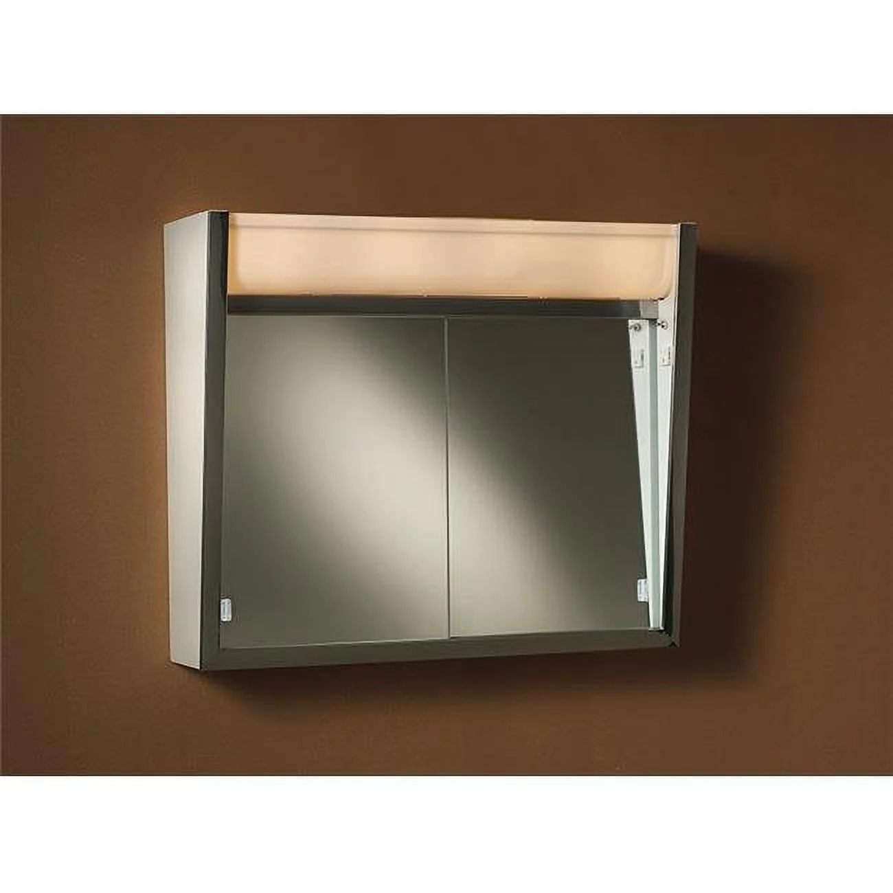 Jensen 124LP 24 x 23 in. 2 Door Ensign Polished Medicine Cabinet with 4 Light & Stainless Steel, Basic White