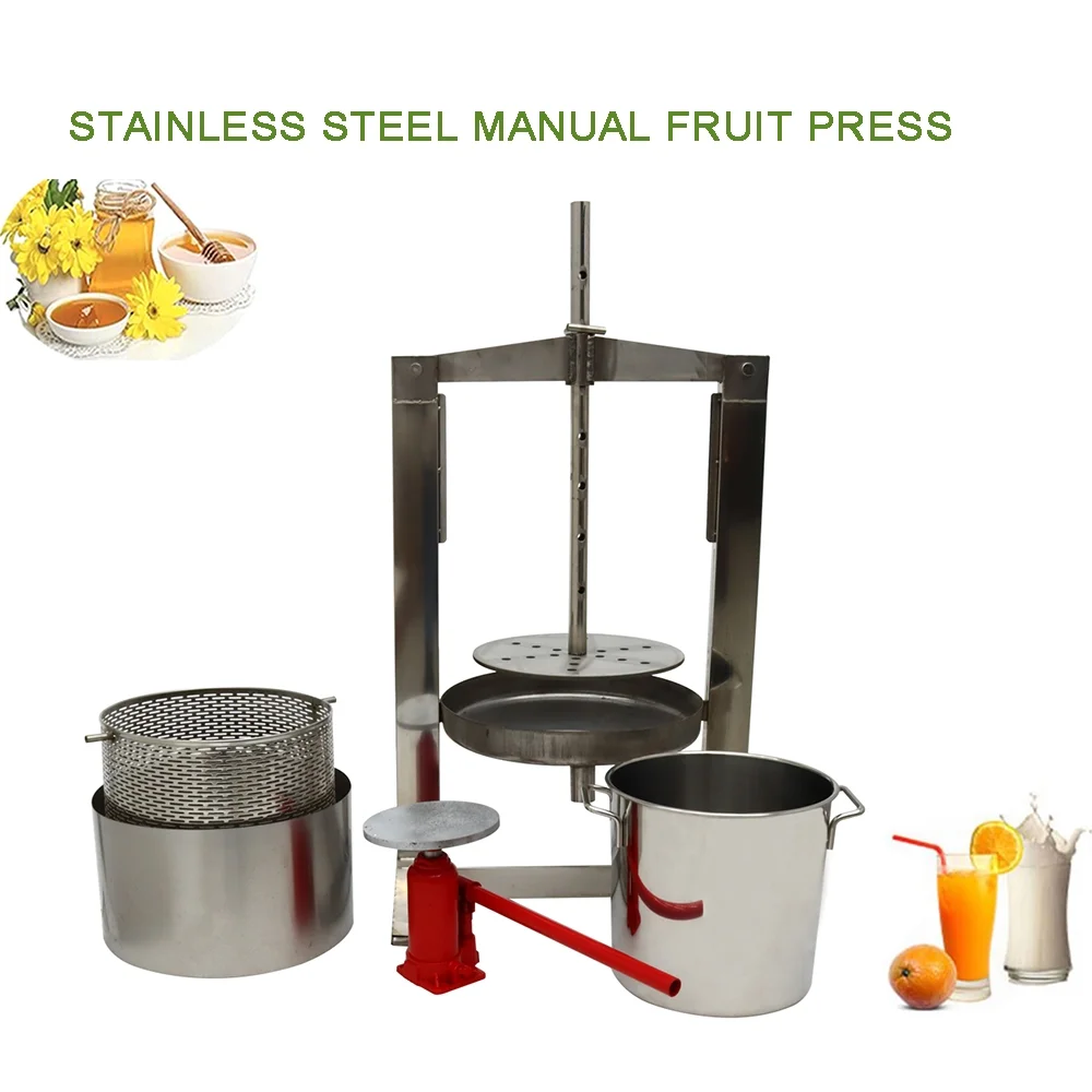 INTBUYING Manual 20L Fruit Crusher Juicer Press Juice Maker Stainless Steel Hydraulic Jack Wine Tool