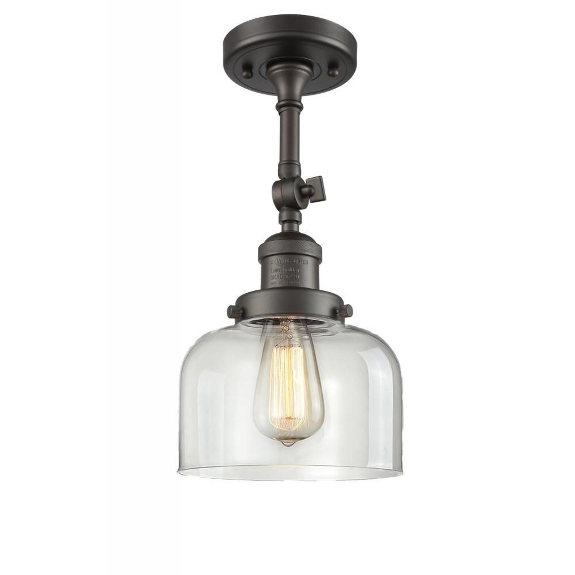 Innovations 201F-OB-G72-L-LED X-Large Bell 1 Light Semi-Flush Mount part of the Franklin Restoration Collection, Oil Rubbed Bronze