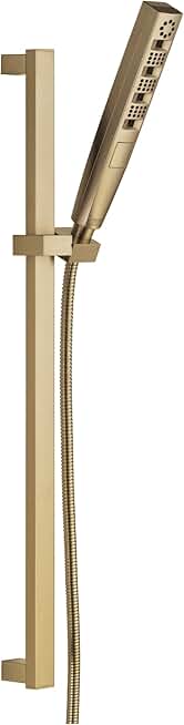 Delta Faucet Tetra H2Okinetic Slide Bar Hand Held Shower with Hose, Gold Handheld Shower Head, Slide Bar Hand Shower, Handheld Shower, Detachable Shower Head, Lumicoat Champagne Bronze 51140-CZ-PR