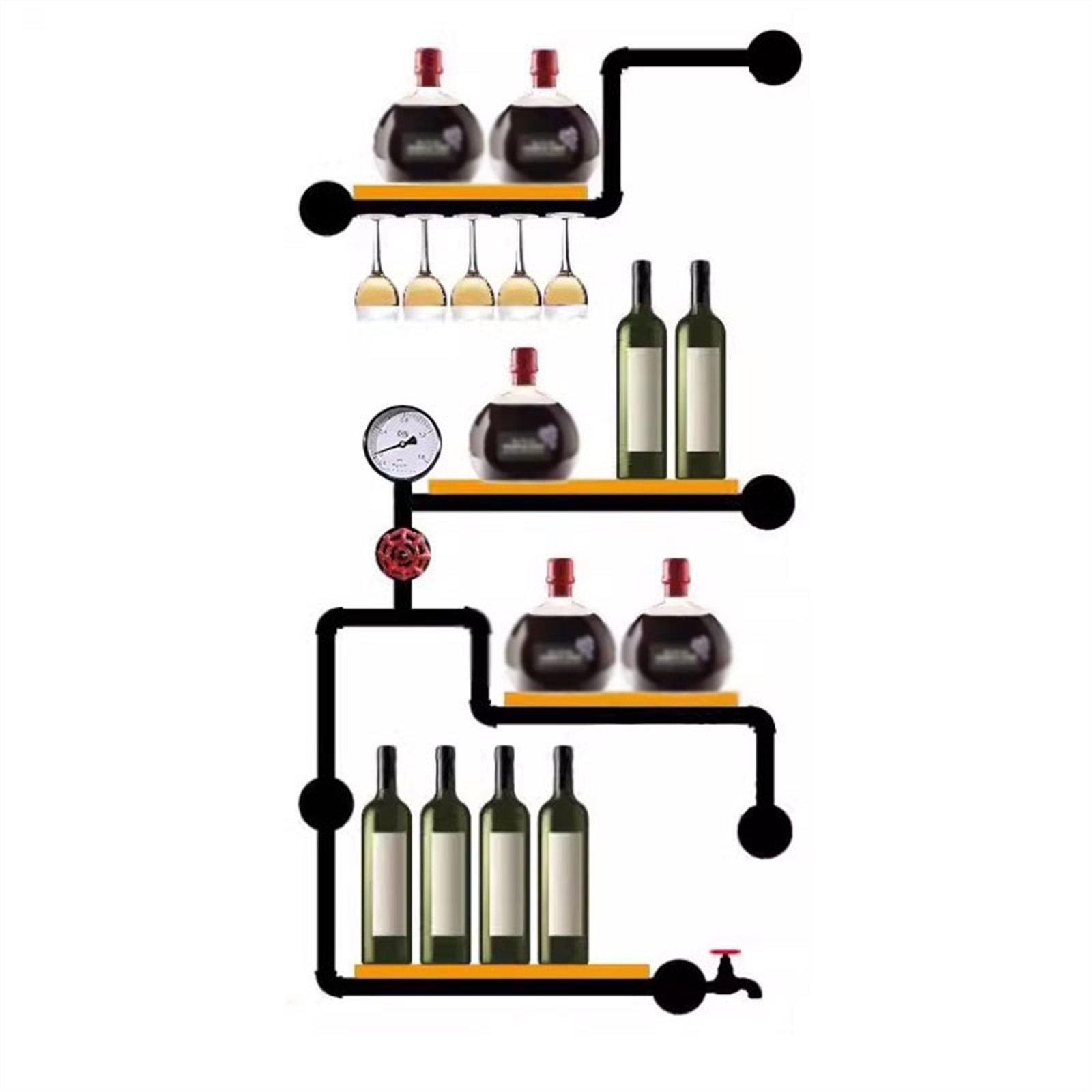 Iron Pipe Shelf Industrial Style Wall Decorative Creative Wine Cabinet Home Wall-mounted Wine Racks