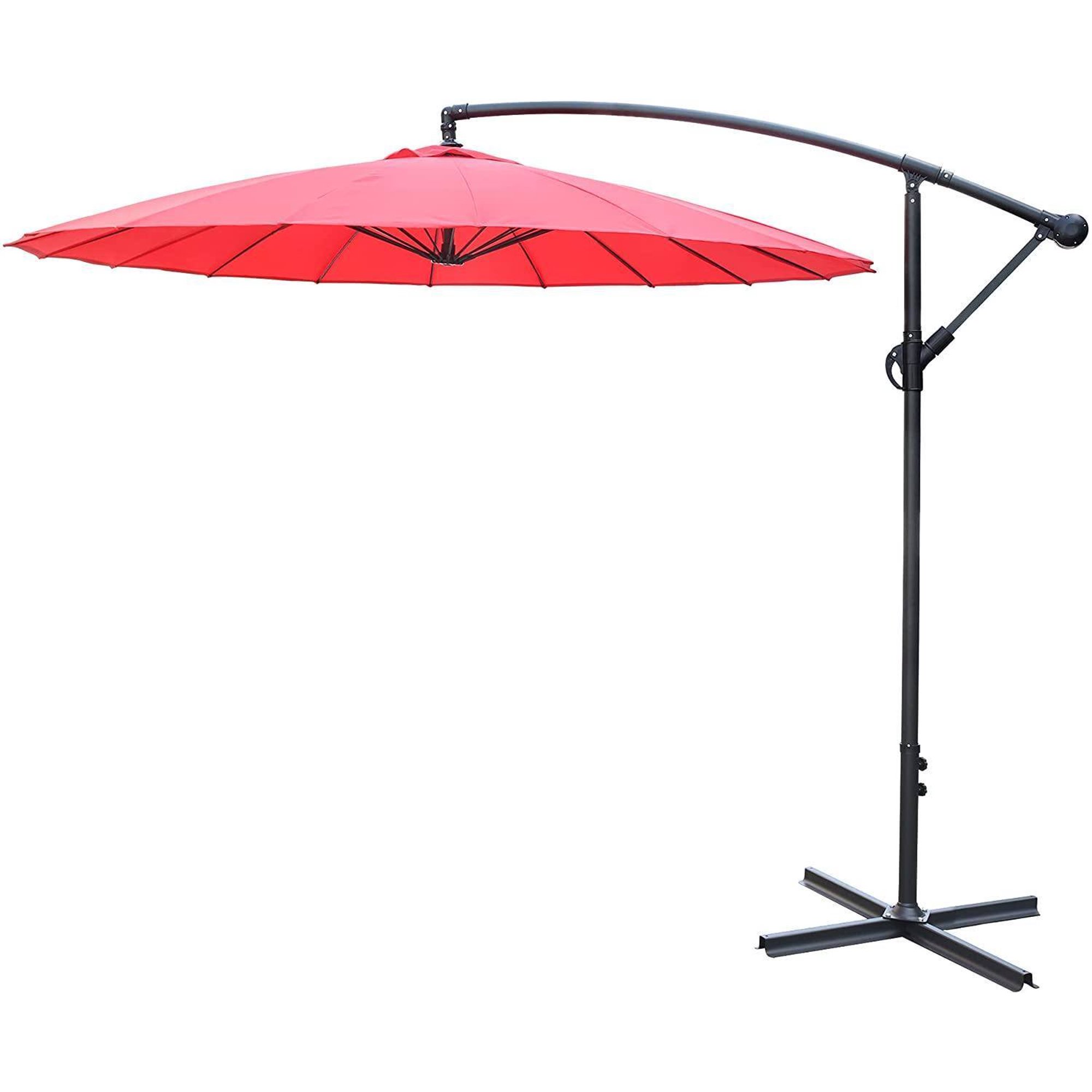 JDZDESIGN 9 Ft Offset Hanging Market Patio Umbrella w/Easy Tilt Adjustment for Backyard  Poolside  Lawn and Garden  Red