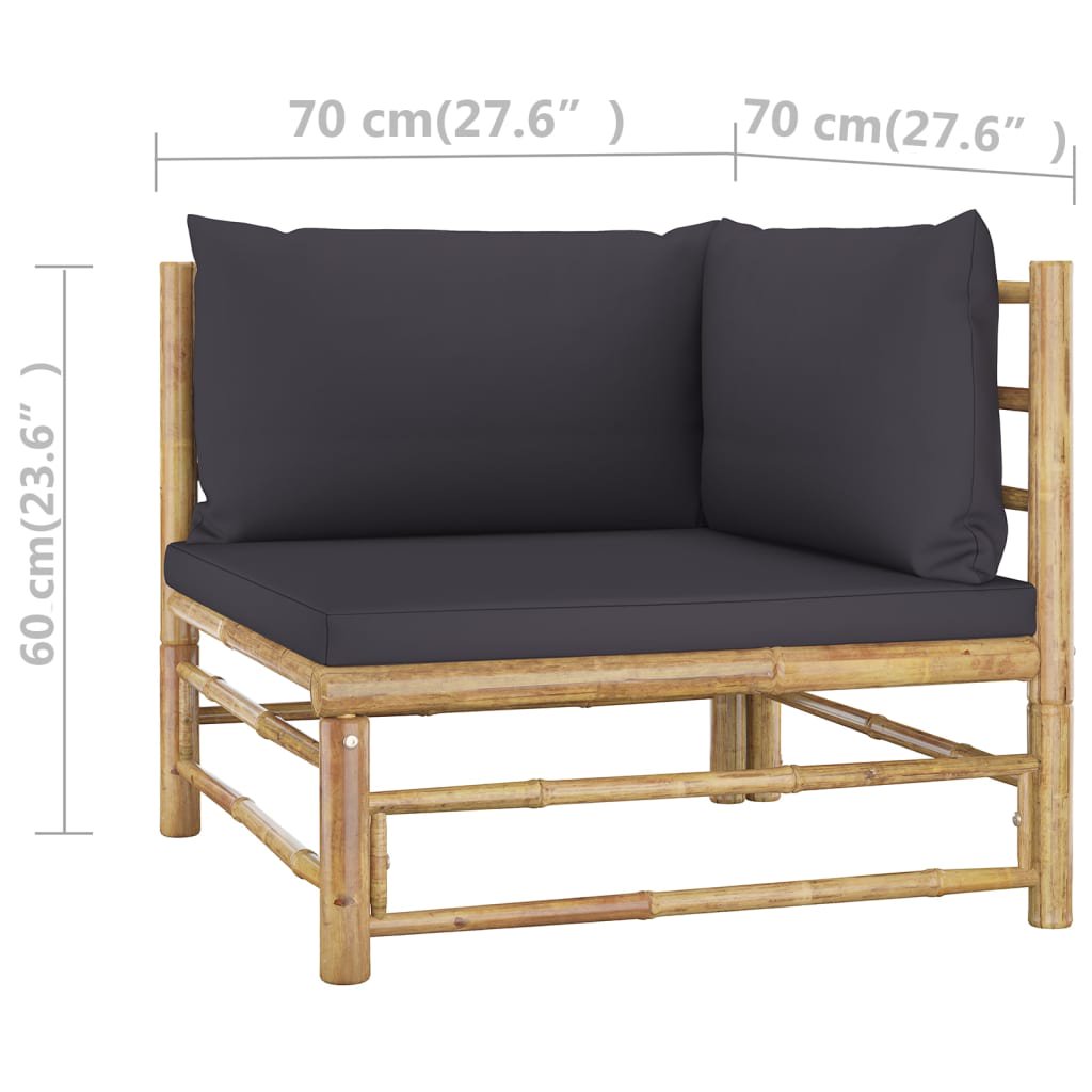 Patio Lounge Set 8 Piece with Dark Gray Cushions and Bamboo Construction
